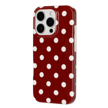 For iPhone 16 Pro Full Coverage IMD Printed Retro Large Dots Pattern TPU Phone Case - Red - EDA009866507A
