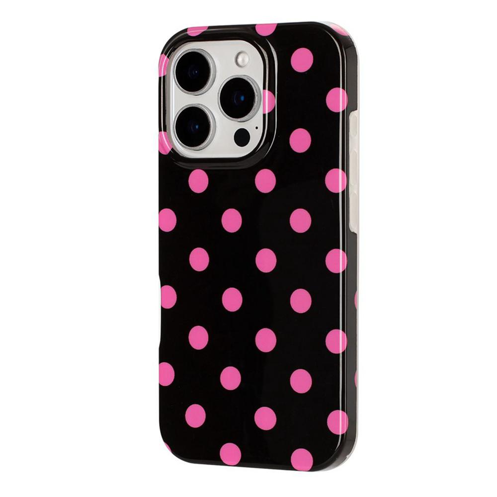 For iPhone 16 Pro Full Coverage IMD Printed Retro Large Dots Pattern TPU Phone Case - Black - EDA009866507D