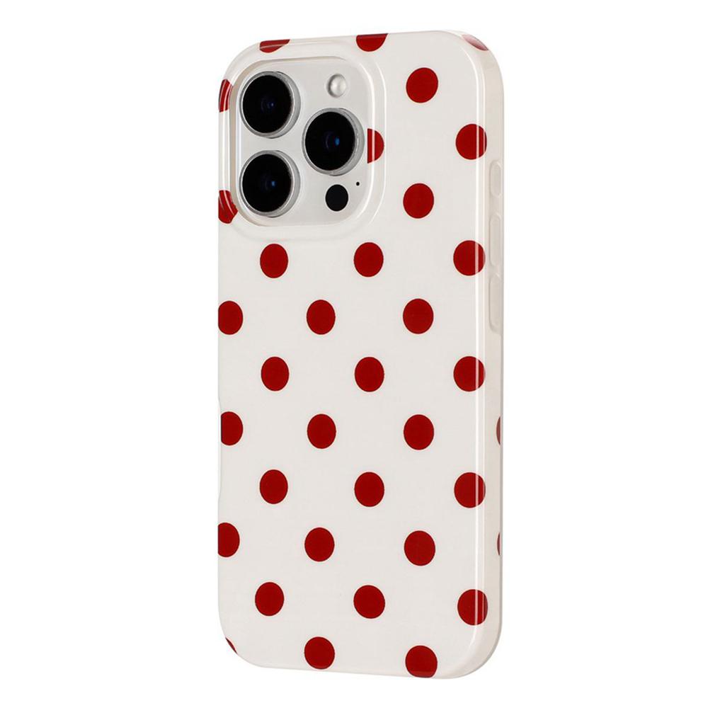 For iPhone 16 Pro Full Coverage IMD Printed Retro Large Dots Pattern TPU Phone Case - White - EDA009866507E