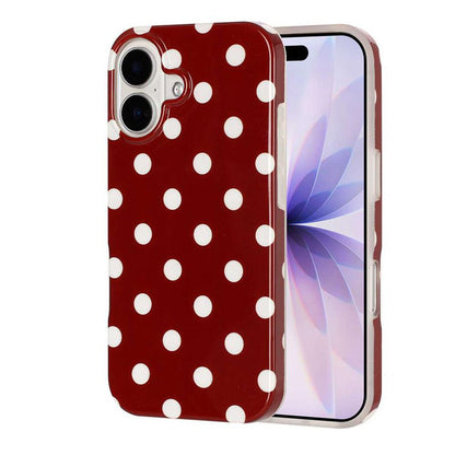 For iPhone 16 Plus Full Coverage IMD Printed Retro Large Dots Pattern TPU Phone Case - Red - EDA009866508A