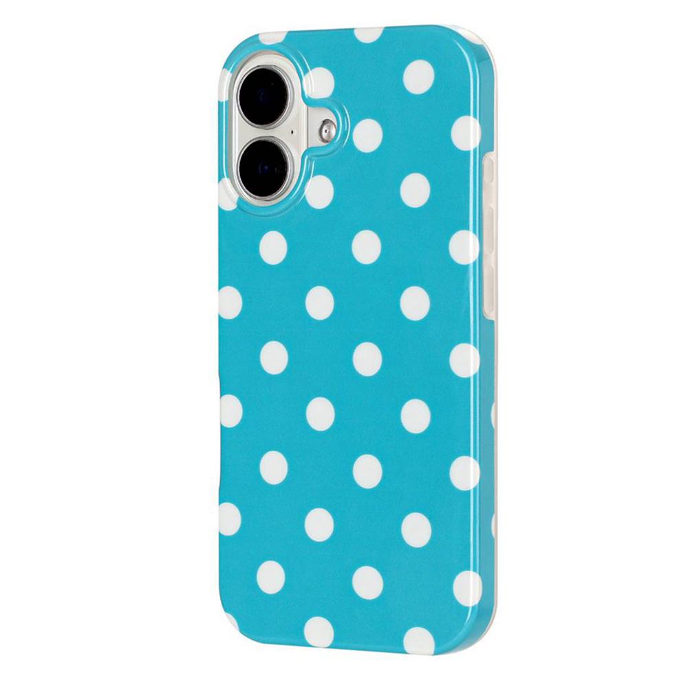 For iPhone 16 Plus Full Coverage IMD Printed Retro Large Dots Pattern TPU Phone Case - Blue - EDA009866508B
