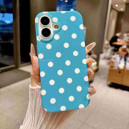 For iPhone 16 Plus Full Coverage IMD Printed Retro Large Dots Pattern TPU Phone Case - Blue - EDA009866508B