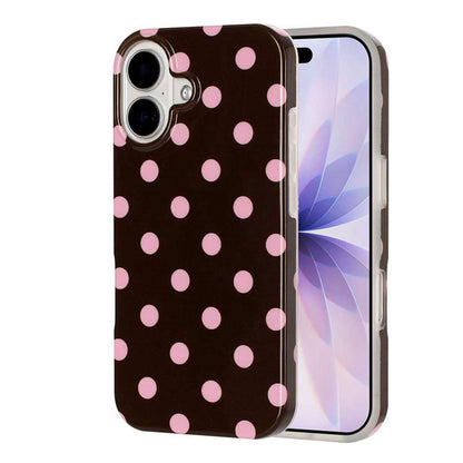 For iPhone 16 Plus Full Coverage IMD Printed Retro Large Dots Pattern TPU Phone Case - Coffee - EDA009866508C