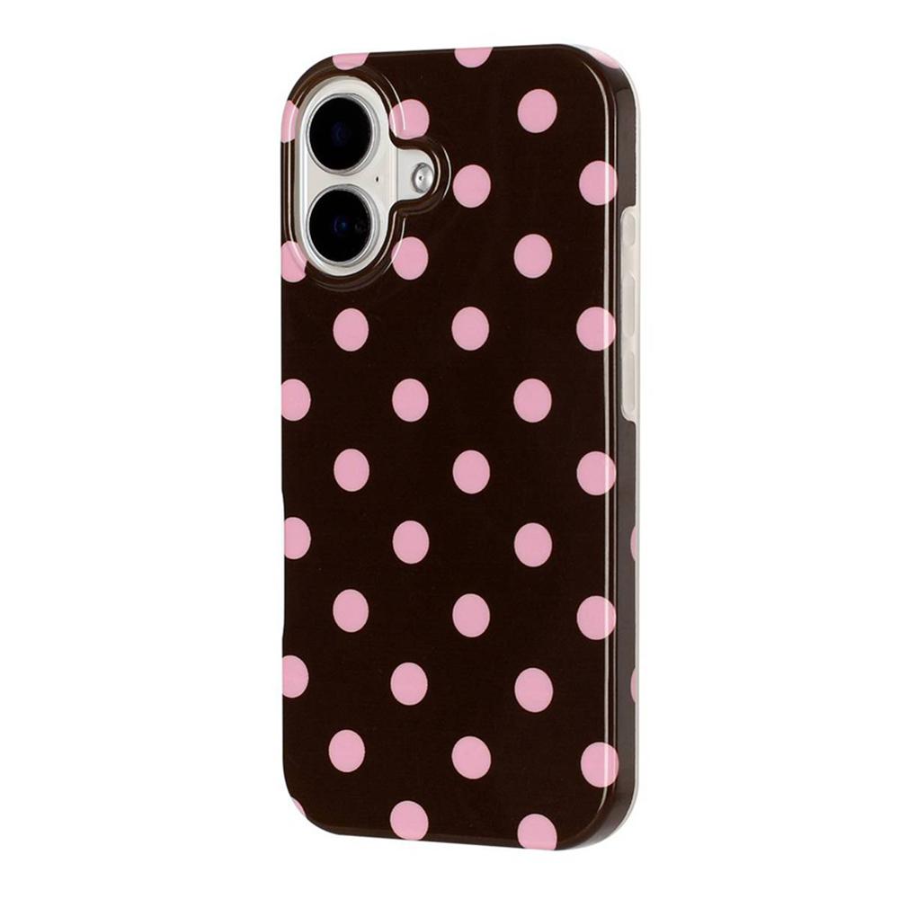 For iPhone 16 Plus Full Coverage IMD Printed Retro Large Dots Pattern TPU Phone Case - Coffee - EDA009866508C