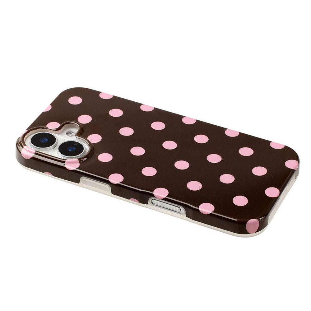 For iPhone 16 Plus Full Coverage IMD Printed Retro Large Dots Pattern TPU Phone Case - Coffee - EDA009866508C