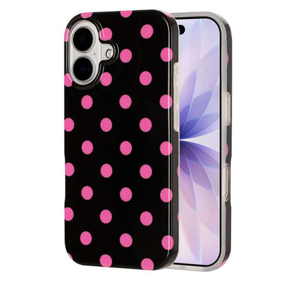 For iPhone 16 Plus Full Coverage IMD Printed Retro Large Dots Pattern TPU Phone Case - Black - EDA009866508D