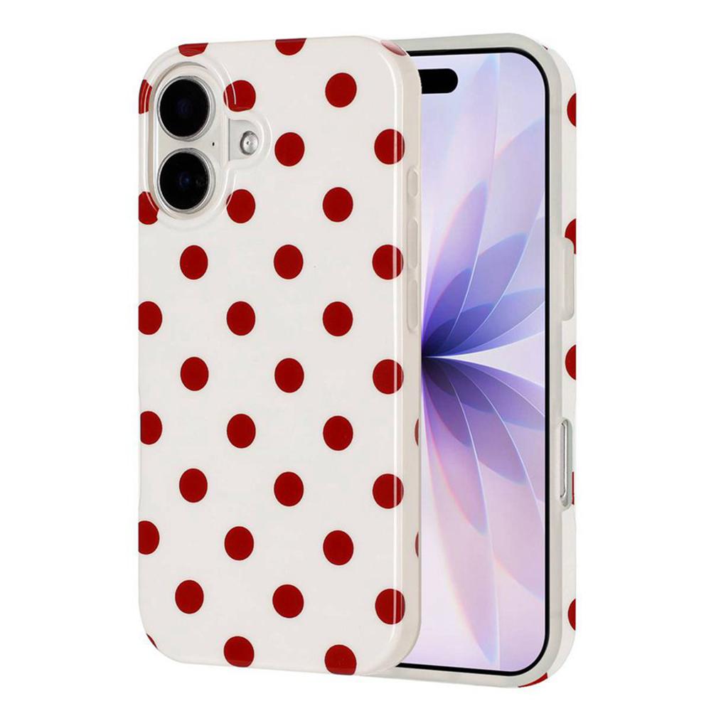 For iPhone 16 Plus Full Coverage IMD Printed Retro Large Dots Pattern TPU Phone Case - White - EDA009866508E