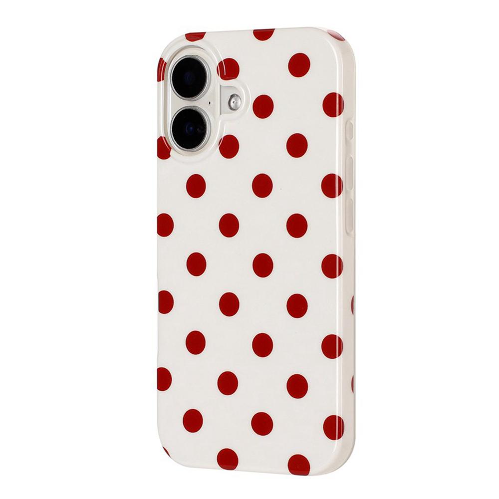 For iPhone 16 Plus Full Coverage IMD Printed Retro Large Dots Pattern TPU Phone Case - White - EDA009866508E