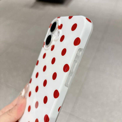 For iPhone 16 Plus Full Coverage IMD Printed Retro Large Dots Pattern TPU Phone Case - White - EDA009866508E