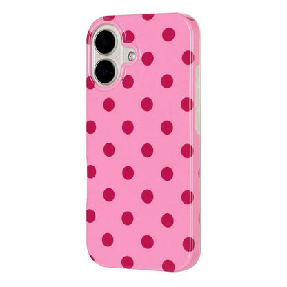 For iPhone 16 Plus Full Coverage IMD Printed Retro Large Dots Pattern TPU Phone Case - Pink - EDA009866508F