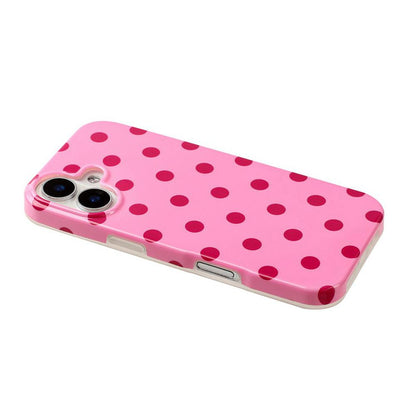 For iPhone 16 Plus Full Coverage IMD Printed Retro Large Dots Pattern TPU Phone Case - Pink - EDA009866508F