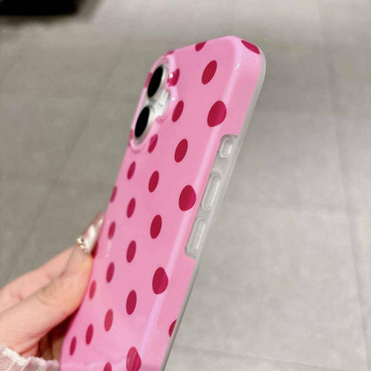 For iPhone 16 Plus Full Coverage IMD Printed Retro Large Dots Pattern TPU Phone Case - Pink - EDA009866508F