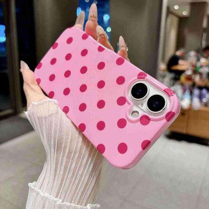 For iPhone 16 Plus Full Coverage IMD Printed Retro Large Dots Pattern TPU Phone Case - Pink - EDA009866508F