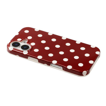For iPhone 16 Full Coverage IMD Printed Retro Large Dots Pattern TPU Phone Case - Red - EDA009866509A