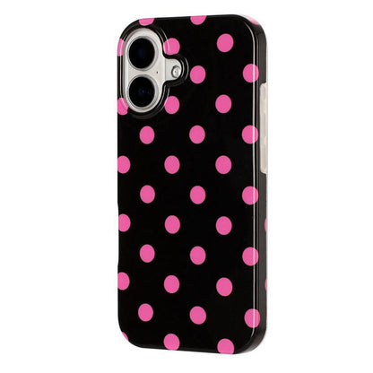 For iPhone 16 Full Coverage IMD Printed Retro Large Dots Pattern TPU Phone Case - Black - EDA009866509D