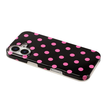For iPhone 16 Full Coverage IMD Printed Retro Large Dots Pattern TPU Phone Case - Black - EDA009866509D