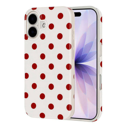 For iPhone 16 Full Coverage IMD Printed Retro Large Dots Pattern TPU Phone Case - White - EDA009866509E