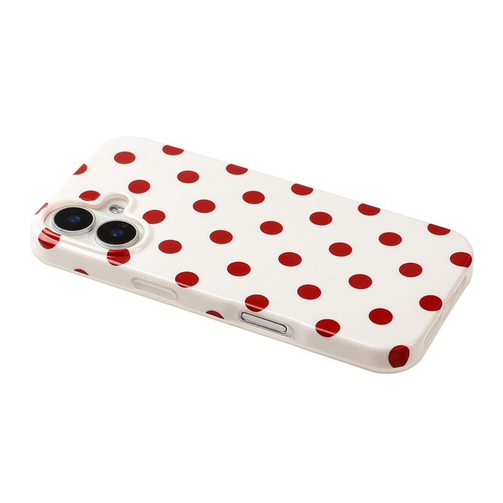For iPhone 16 Full Coverage IMD Printed Retro Large Dots Pattern TPU Phone Case - White - EDA009866509E