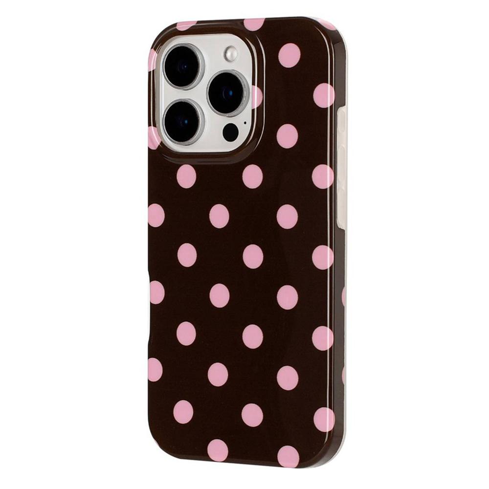 For iPhone 15 Pro Max Full Coverage IMD Printed Retro Large Dots Pattern TPU Phone Case - Coffee - EDA009866510C