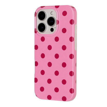 For iPhone 15 Pro Max Full Coverage IMD Printed Retro Large Dots Pattern TPU Phone Case - Pink - EDA009866510F