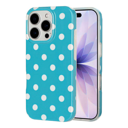 For iPhone 15 Pro Full Coverage IMD Printed Retro Large Dots Pattern TPU Phone Case - Blue - EDA009866511B