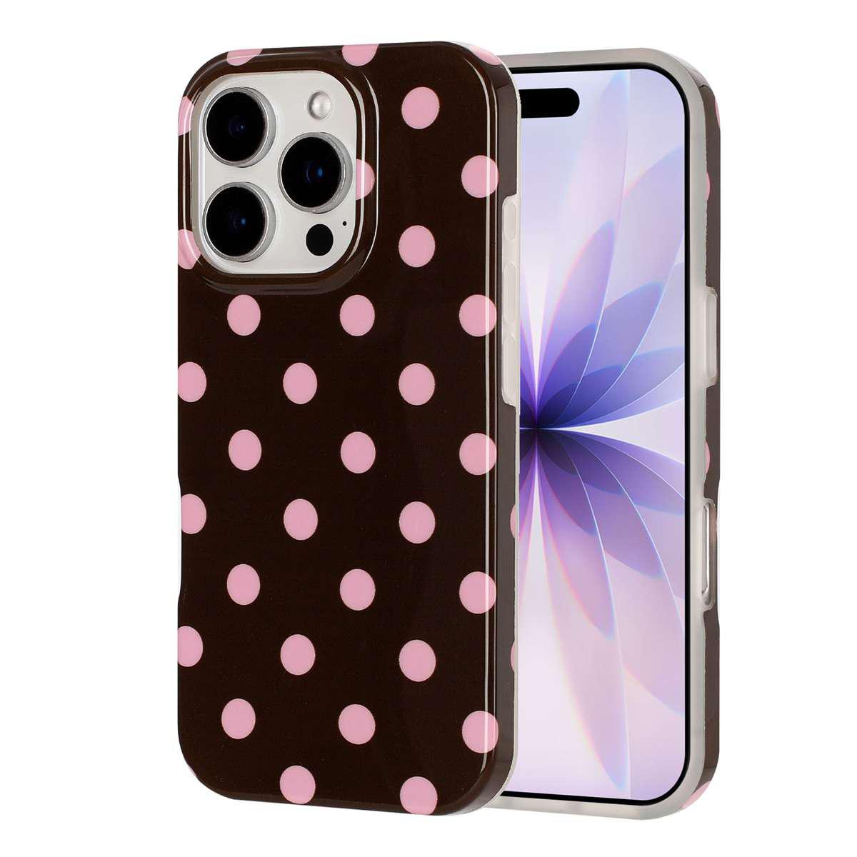 For iPhone 15 Pro Full Coverage IMD Printed Retro Large Dots Pattern TPU Phone Case - Coffee - EDA009866511C