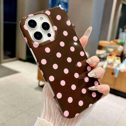 For iPhone 15 Pro Full Coverage IMD Printed Retro Large Dots Pattern TPU Phone Case - Coffee - EDA009866511C