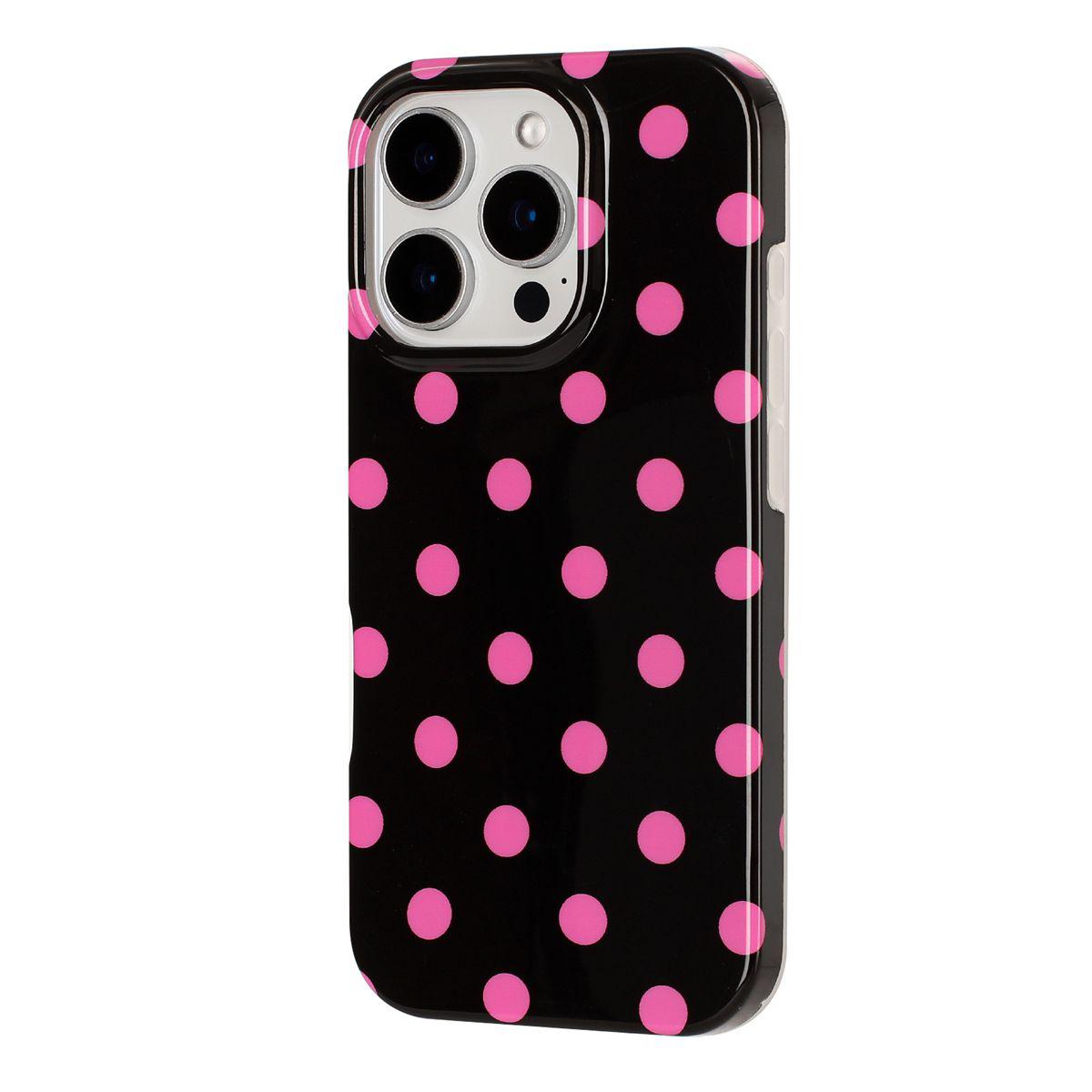 For iPhone 15 Pro Full Coverage IMD Printed Retro Large Dots Pattern TPU Phone Case - Black - EDA009866511D