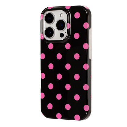 For iPhone 15 Pro Full Coverage IMD Printed Retro Large Dots Pattern TPU Phone Case - Black - EDA009866511D
