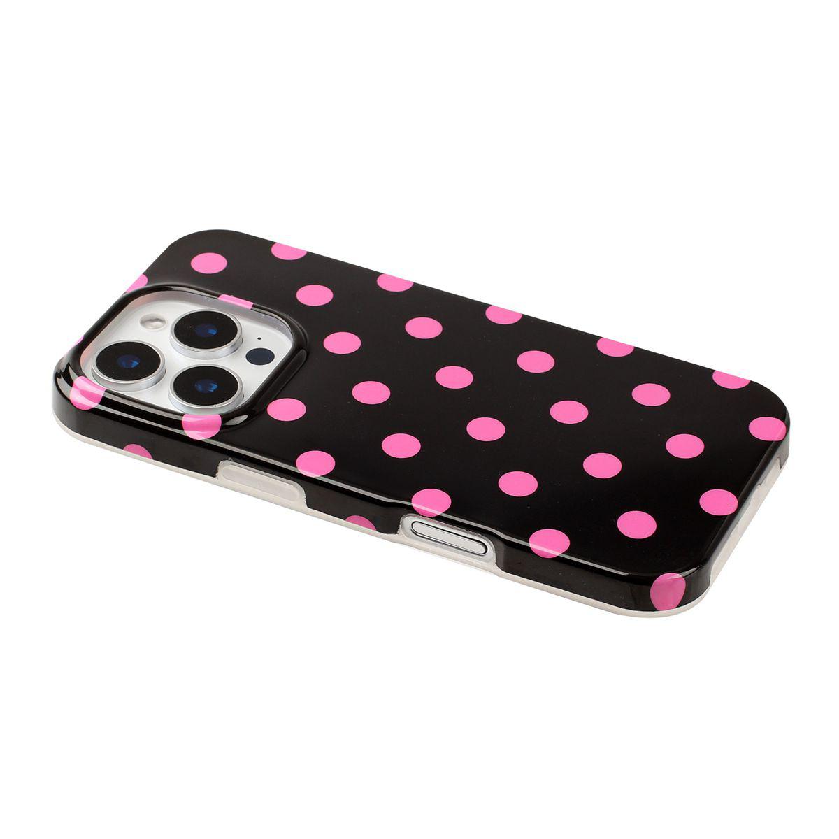 For iPhone 15 Pro Full Coverage IMD Printed Retro Large Dots Pattern TPU Phone Case - Black - EDA009866511D