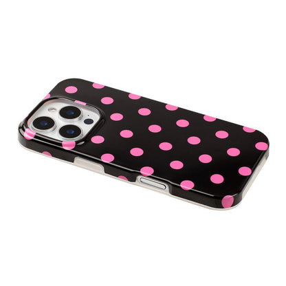 For iPhone 15 Pro Full Coverage IMD Printed Retro Large Dots Pattern TPU Phone Case - Black - EDA009866511D