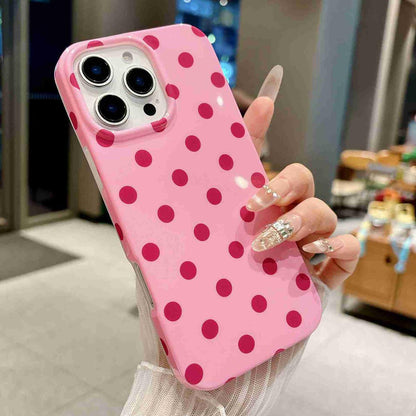 For iPhone 15 Pro Full Coverage IMD Printed Retro Large Dots Pattern TPU Phone Case - Pink - EDA009866511F