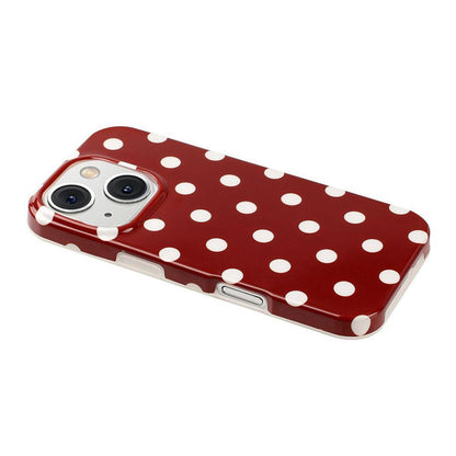 For iPhone 15 Plus Full Coverage IMD Printed Retro Large Dots Pattern TPU Phone Case - Red - EDA009866512A