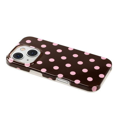For iPhone 15 Plus Full Coverage IMD Printed Retro Large Dots Pattern TPU Phone Case - Coffee - EDA009866512C