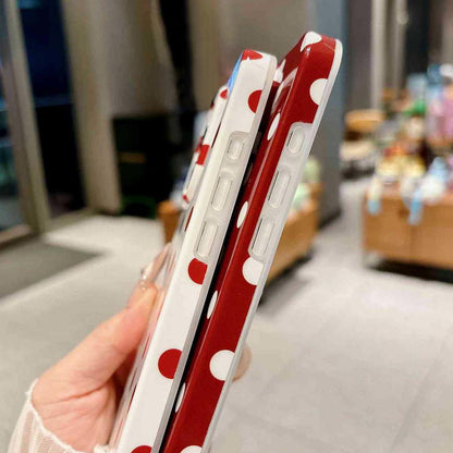 For iPhone 15 Full Coverage IMD Printed Retro Large Dots Pattern TPU Phone Case - Red - EDA009866513A