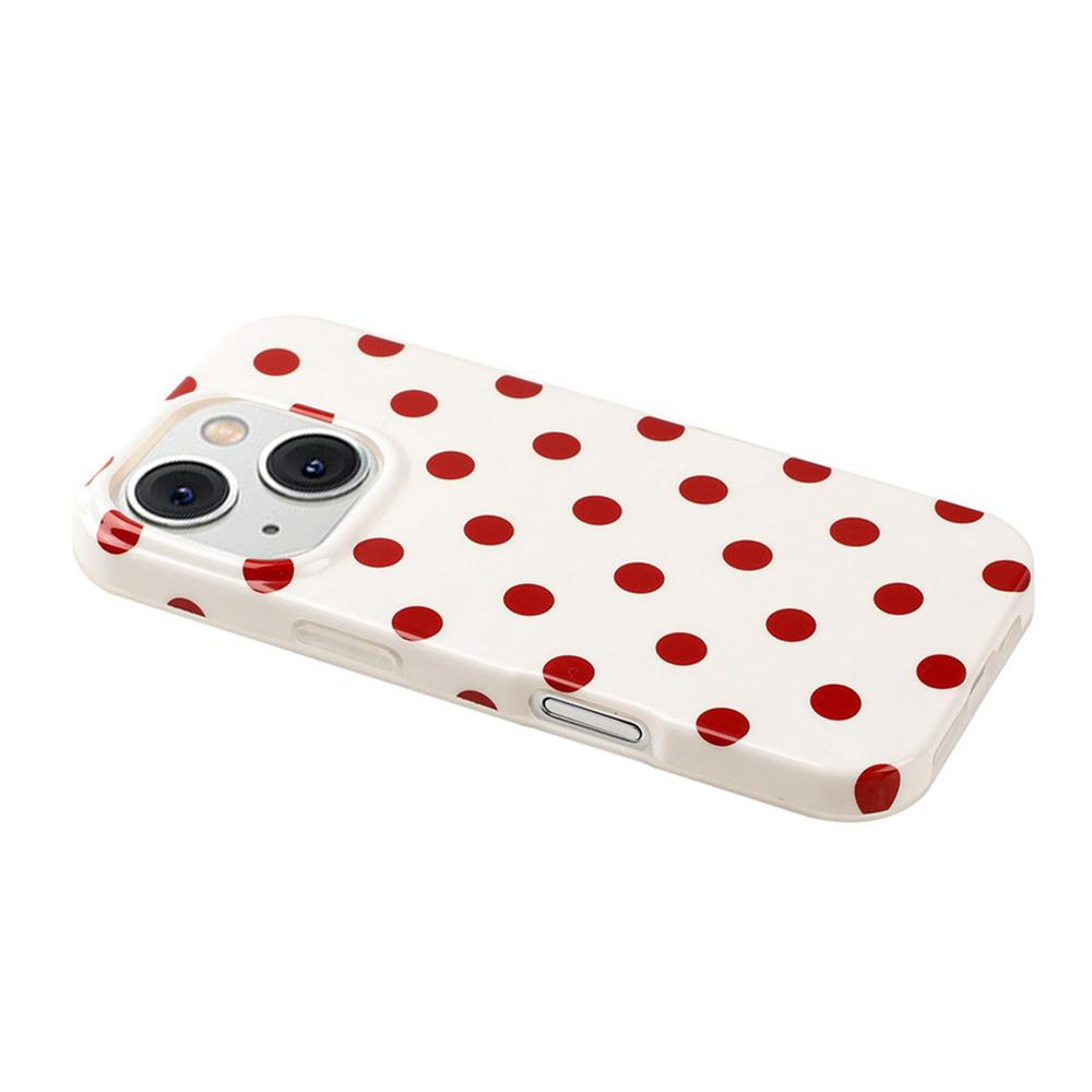 For iPhone 15 Full Coverage IMD Printed Retro Large Dots Pattern TPU Phone Case - White - EDA009866513E