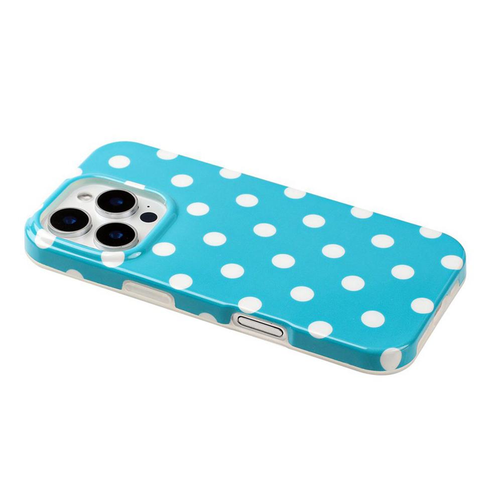 For iPhone 14 Pro Max Full Coverage IMD Printed Retro Large Dots Pattern TPU Phone Case - Blue - EDA009866514B