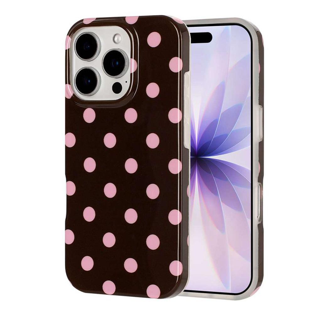 For iPhone 14 Pro Max Full Coverage IMD Printed Retro Large Dots Pattern TPU Phone Case - Coffee - EDA009866514C