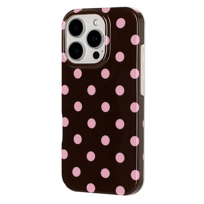 For iPhone 14 Pro Max Full Coverage IMD Printed Retro Large Dots Pattern TPU Phone Case - Coffee - EDA009866514C