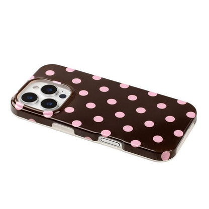 For iPhone 14 Pro Max Full Coverage IMD Printed Retro Large Dots Pattern TPU Phone Case - Coffee - EDA009866514C