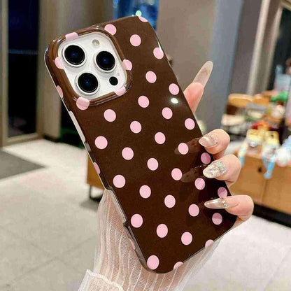 For iPhone 14 Pro Max Full Coverage IMD Printed Retro Large Dots Pattern TPU Phone Case - Coffee - EDA009866514C