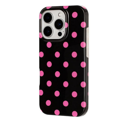 For iPhone 14 Pro Max Full Coverage IMD Printed Retro Large Dots Pattern TPU Phone Case - Black - EDA009866514D