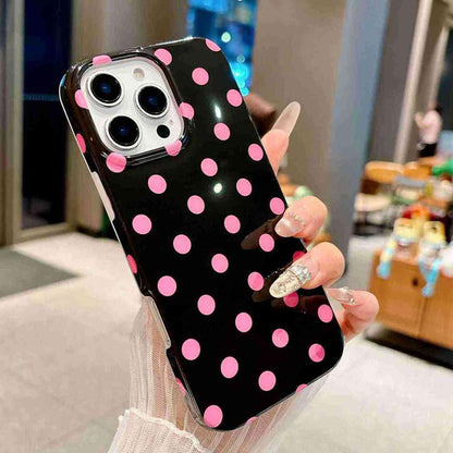 For iPhone 14 Pro Max Full Coverage IMD Printed Retro Large Dots Pattern TPU Phone Case - Black - EDA009866514D