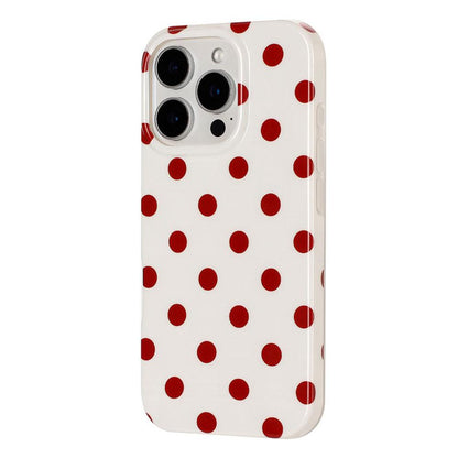 For iPhone 14 Pro Max Full Coverage IMD Printed Retro Large Dots Pattern TPU Phone Case - White - EDA009866514E
