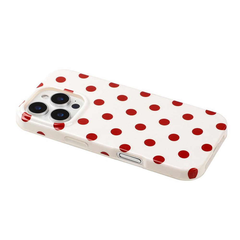 For iPhone 14 Pro Max Full Coverage IMD Printed Retro Large Dots Pattern TPU Phone Case - White - EDA009866514E