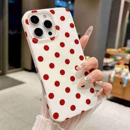 For iPhone 14 Pro Max Full Coverage IMD Printed Retro Large Dots Pattern TPU Phone Case - White - EDA009866514E
