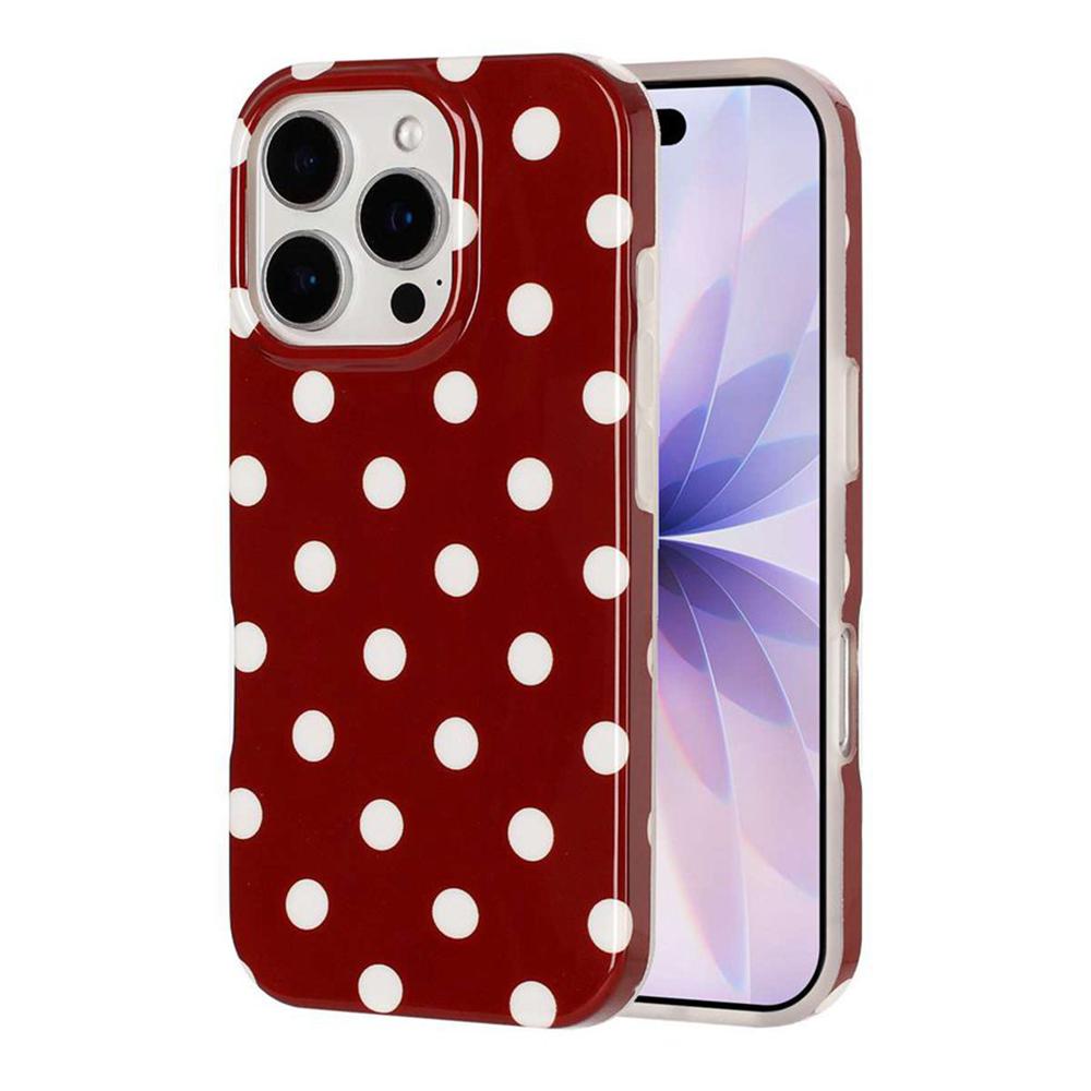 For iPhone 14 Pro Full Coverage IMD Printed Retro Large Dots Pattern TPU Phone Case - Red - EDA009866515A