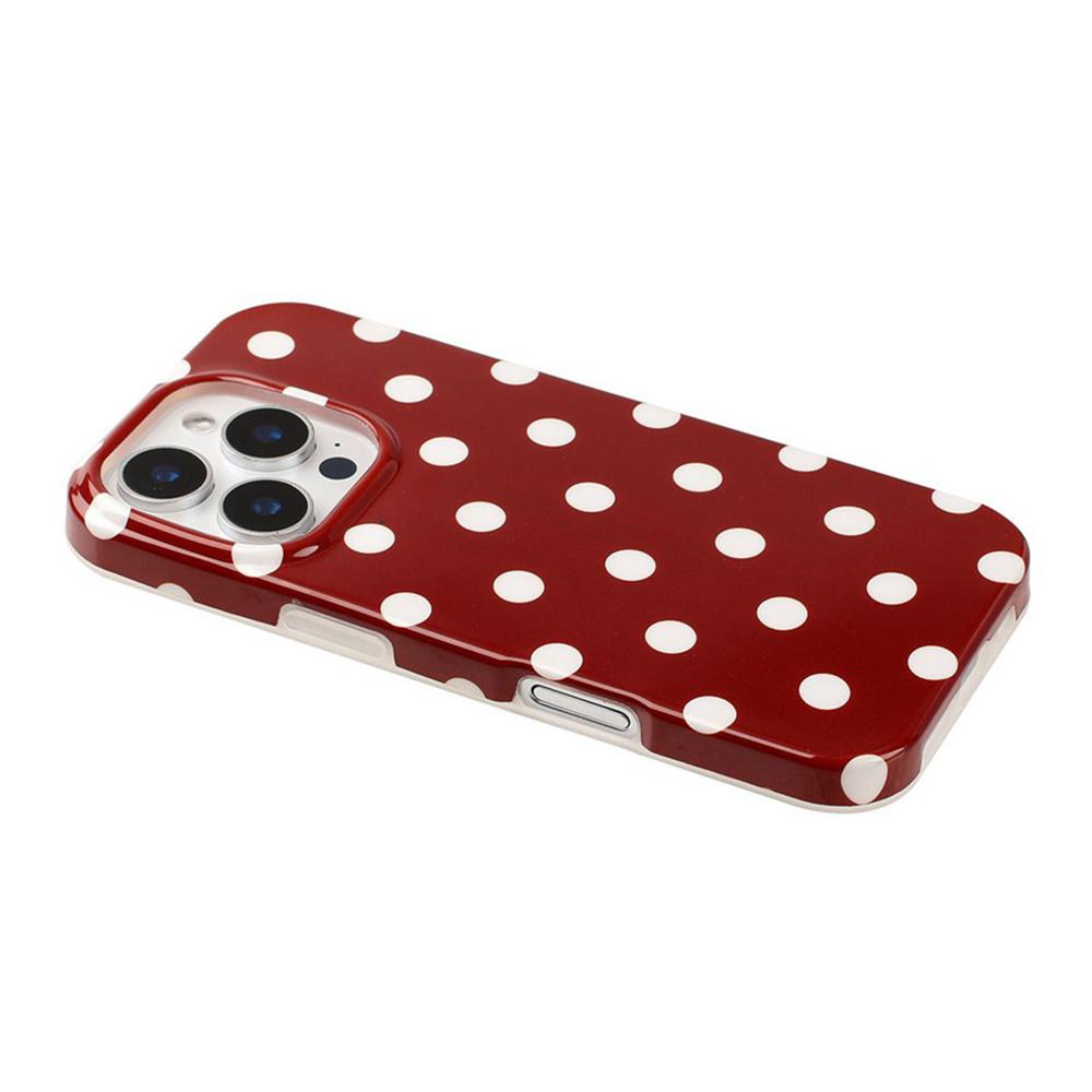 For iPhone 14 Pro Full Coverage IMD Printed Retro Large Dots Pattern TPU Phone Case - Red - EDA009866515A