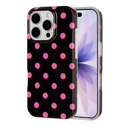For iPhone 14 Pro Full Coverage IMD Printed Retro Large Dots Pattern TPU Phone Case - Black - EDA009866515D