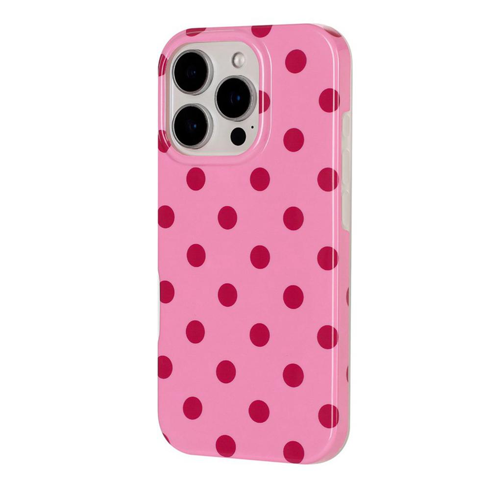 For iPhone 14 Pro Full Coverage IMD Printed Retro Large Dots Pattern TPU Phone Case - Pink - EDA009866515F